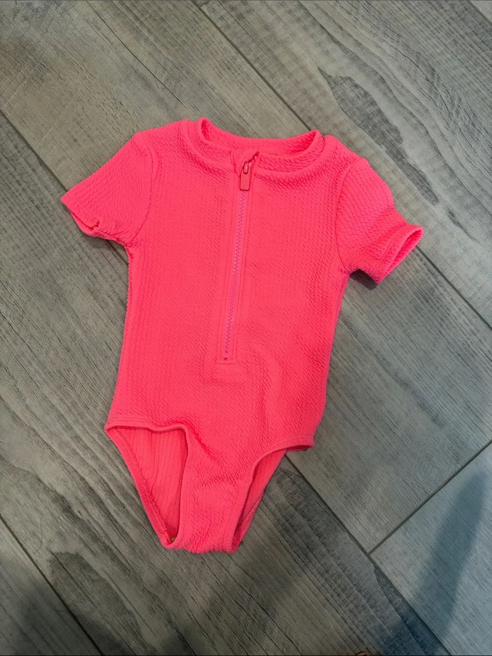 Old Navy Neon Pink Short Sleeve One-Piece with Front Zipper